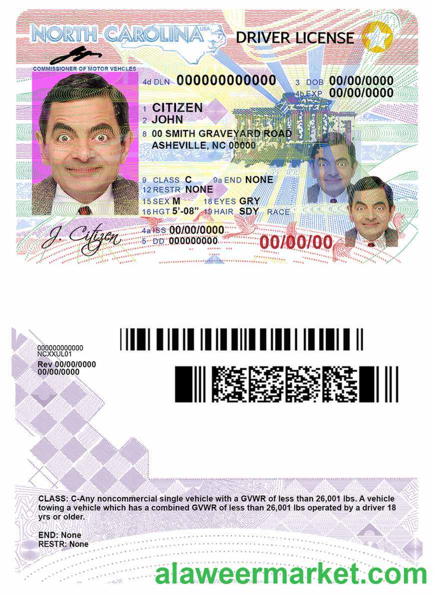 USA North Carolina driving license